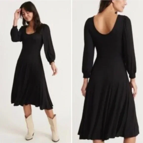 NWT Marine Layer Elegant Black Long Sleeve Dress - Picture 1 of 13